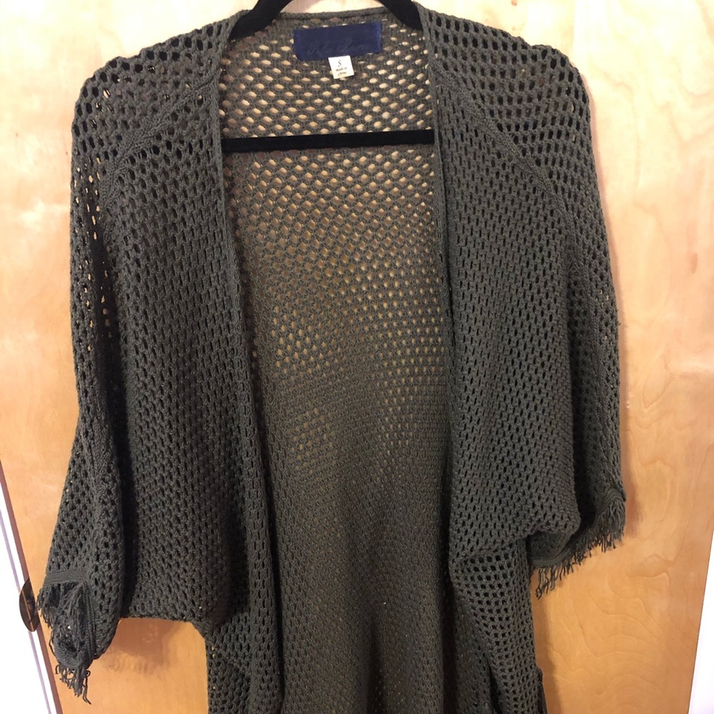 Long dark green cardigan